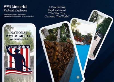 Multiple screen shots from the National World War I Memorial “Virtual Explorer” App as they appear in the App Store and on Google Play. The App was released by the Doughboy Foundation on July 3.