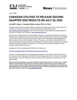 Canadian Utilities to Release Second Quarter 2020 Results on July 30, 2020