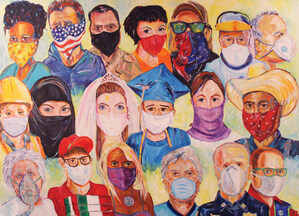 19 Faces of COVID-19 Painting Those Who Respect Others Wear A Mask to Protect All