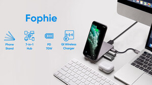 Fophie - A Revolutionary 7-in-1 USB-C Hub &amp; 15W Qi Wireless Charging Phone Stand - Announces Launch