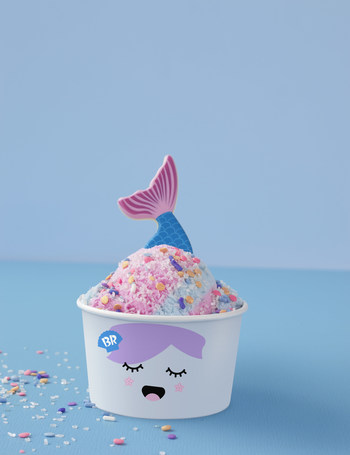 Topped with a wave of sprinkles and an edible mermaid tail, the Mermaid Creature Creation™ and her posse of playful dolphins will add a splash of excitement to any scoop. For more information or to find a store near you, visit www.BaskinRobbins.com.