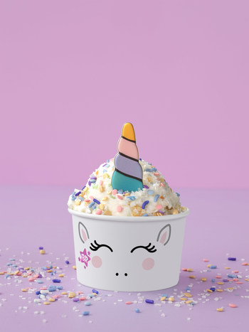 With a majestic white chocolate horn and a sweet smile, the Unicorn Creature Creation™ is up for flippin’, flyin’ and ridin’ on rainbows–and rainbow sprinkles. For more information or to find a store near you, visit www.BaskinRobbins.com