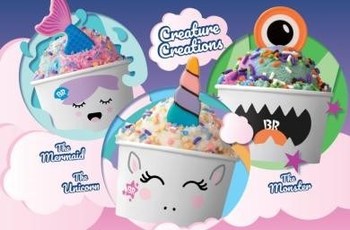 Three lovable Creatures, a Unicorn, Mermaid and Monster, cross over from their magical world into Baskin-Robbins shops through playful cup designs, an edible white chocolate topper and a colorful explosion of sprinkles. For more information or to find a store near you, visit www.BaskinRobbins.com