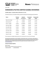 Canadian Utilities Limited Q3 2020 Dividends (CNW Group/Canadian Utilities Limited)