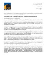 Filo Mining Corp. Announces Increase to Previously Announced Concurrent Private Placement (CNW Group/Filo Mining Corp.)