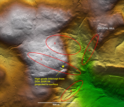 Figure 1. Areas to be targeted in Phase 2 drilling at Shot Rock. (CNW Group/Northern Shield Resources Inc.)