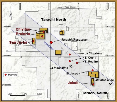 Location Map of Tarachi Gold Corp Concessions (CNW Group/Tarachi Gold Corp.)