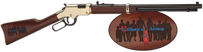 The “Ethan’s Army” limited-edition rifle features an engraved and hand-painted buttstock with a silhouette of Ethan Shaw in the foreground and his entire family standing behind him.
