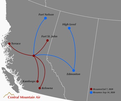 Central Mountain Air is resuming flights to destinations in British Columbia and Alberta. (CNW Group/Central Mountain Air Ltd.)