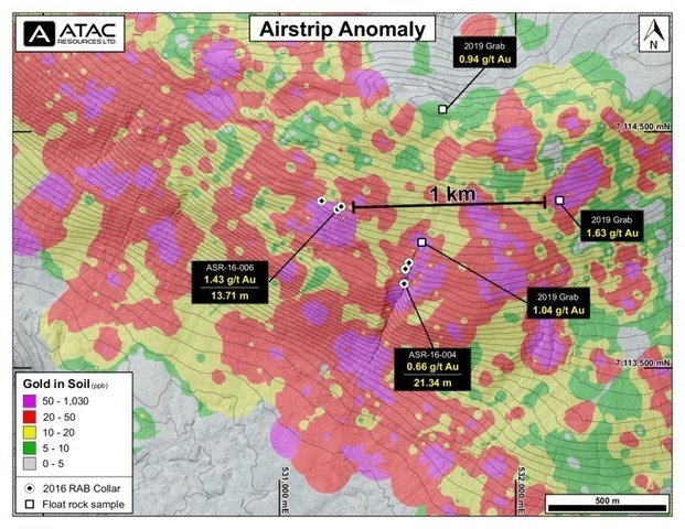 Airstrip Gold Anomaly (CNW Group/ATAC Resources Ltd.)