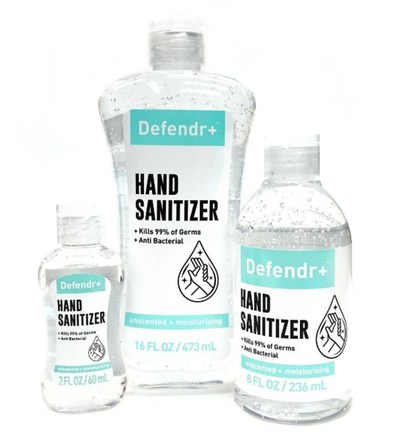 2oz, 16oz and 8oz Defendr+ Hand Sanitizer