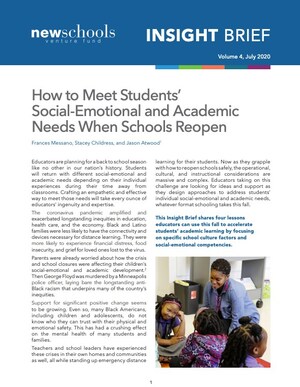 New Research Findings on Social-Emotional Learning Point to Key Insights for School Leaders Crafting COVID-19 Reopening Plans