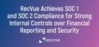 RecVue Achieves SOC 1 and SOC 2 Compliance for Strong Internal Controls over Financial Reporting and Security