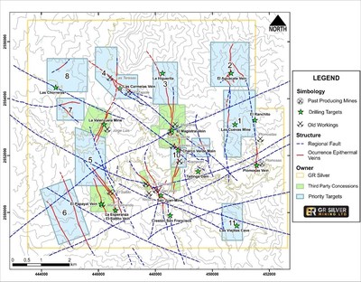 Figure 2: Future Exploration Drilling Targets – Under-explored Epithermal Vein Systems (CNW Group/GR Silver Mining Ltd.)
