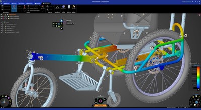 Structural analysis of Advenchair assembly within Ansys Discovery | courtesy of Onward Project LLC