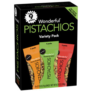 Wonderful® Pistachios No Shells Now Available In Variety Packs