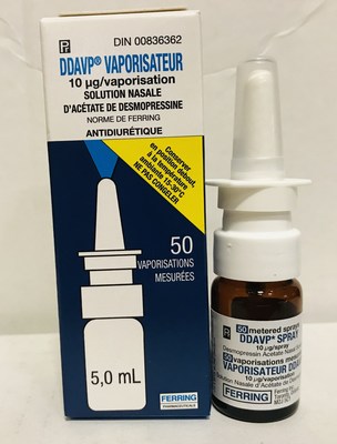 DDAVP Vaporisateur, 5 ml (Groupe CNW/Santé Canada)