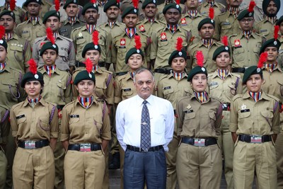 Lt. General Ashwani Kumar, former Adjunct General, Indian Army along with NCC Cadets of Chandigarh University during his visit to campus