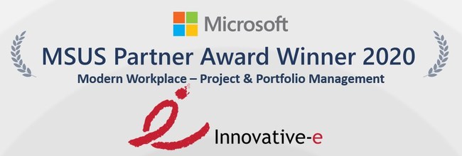 Innovative-e 2020 Winner of Microsoft US (MSUS) Partner Award in Modern Workplace - Project & Portfolio Management