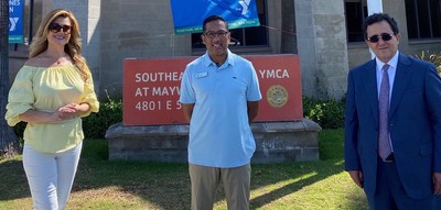 From left: Jackeline Cacho, Program Host, Gerry Salcedo, Rio Vista YMCA Executive Director, Ali Sahabi, Chief Operating Officer Optimum Seismic, Inc