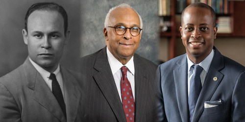 Howard University announces the appointment of Dr. Wayne A. I. Frederick as the new Charles R. Drew Endowed Chair of Surgery. Pictured L to R: Dr. Charles R. Drew, Dr. LeSalle Leffall and Dr. Wayne A. I. Frederick.