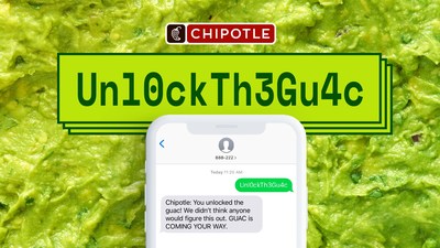 Chipotle fans can win free guac for a year by texting 888-222 and correctly guessing the secret password for one of six Chipotle Rewards accounts pre-loaded with 52 free guac rewards. The brand is also offering Chipotle Rewards members the opportunity to top off any entrée with free guac on July 31, National Avocado Day.