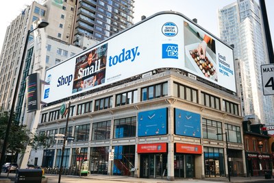 Local Toronto business Mary's Brigadeiro featured on high-impact billboard as part of Amex's #ShopSmall campaign (CNW Group/American Express Canada)