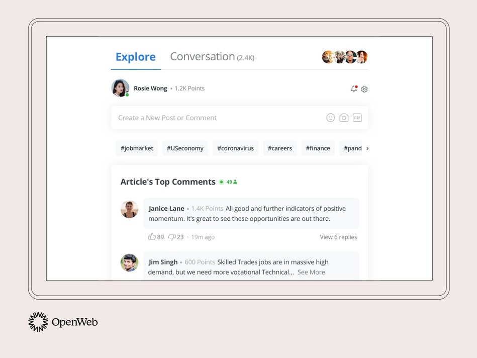 OpenWeb Introduces Community Feed for Publishers: Transforming commenting into a high-quality social experience.