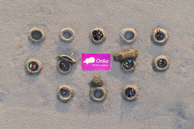 Onlia, provider of home and auto insurance creates sand-circles and sculptures to promote social distancing ahead of long weekend. (CNW Group/Onlia Holding Inc.)