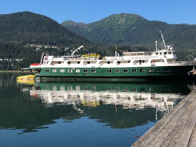 The Wilderness Adventurer awaits guests docked in Juneau for the 2020 Alaska season.