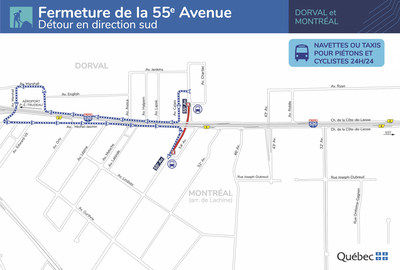 Fermeture de la 55e Avenue - De?tour en direction sud (Groupe CNW/Ministre des Transports)