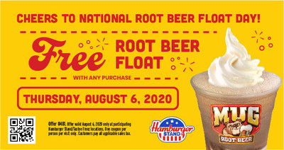 On August 6th, Hamburger Stand customers will receive a FREE creamy, delicious Root Beer Float with purchase by presenting this coupon at checkout.
