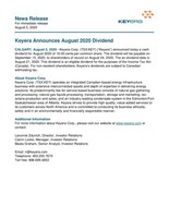 Keyera Announces August 2020 Dividend