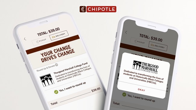 From August 6 – 23, guests can round-up their change to the next highest dollar amount on the Chipotle app or Chipotle.com to support the Thurgood Marshall College Fund.