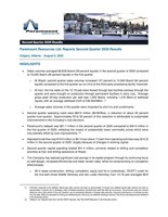 Paramount Resources Ltd. Reports Second Quarter 2020 Results (CNW Group/Paramount Resources Ltd.)