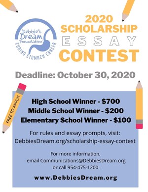 Debbie's Dream Foundation: Curing Stomach Cancer Announces Submission Date for the 2020 Scholarship Essay Contest