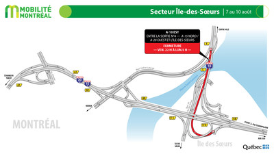 A10 Bonaventure secteur le des Soeurs, fin de semaine du 7 aot (Groupe CNW/Ministre des Transports)