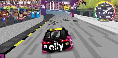It doesn’t replace the sights and sounds from the race track, but NASCAR fans can test drive the www.allyracer.com nostalgic video game at home from their mobile devices. (PRNewsfoto/Ally Financial)