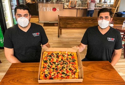 N95 “Pure-Masked” Brothers: Antonio (r) and Thomas Presta at their Trios Tomato Pie, Elkins Park, Montgomery County