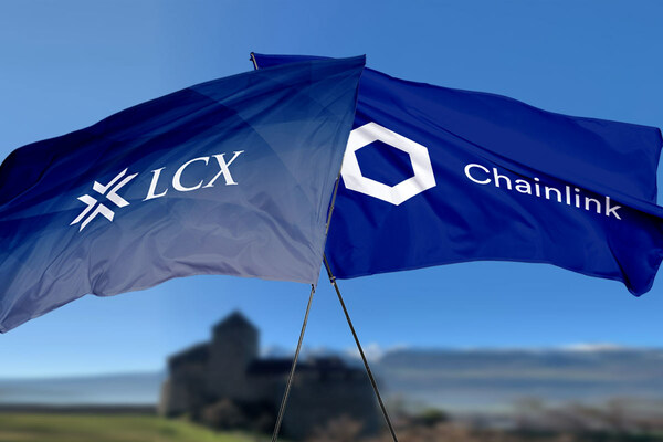 LCX Flag and Chainlink Flag Over Vaduz Liechtenstein Castle