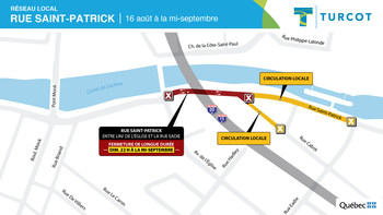 Entraves sur le réseau local –Rue St-Patrick (Groupe CNW/Ministère des Transports)
