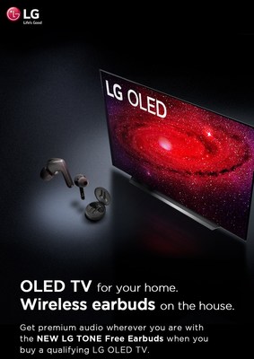 LG Electronics USA announced a limited-time promotion offering consumers a free pair of its recently-debuted LG TONE Free™ true wireless earbuds (model HBS-FN4, SRP $99.99) with the purchase of eligible 2020 LG OLED TVs.