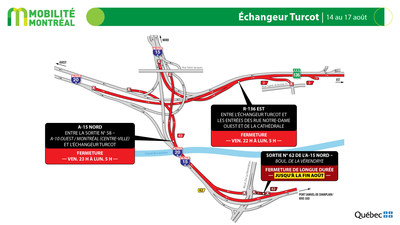 changeur Turcot, fin de semaine du 14 aot (Groupe CNW/Ministre des Transports)