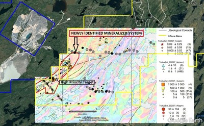 X-Terra Resources identifies a new mineralized system at Troilus East (CNW Group/X-Terra Resources Inc.)