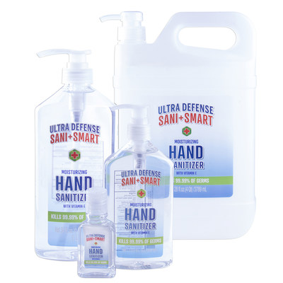 Ultra Defense Sani + Smart - A crystal clear collection of safe sanitizers which kill 99.9% of germs within 15 seconds.  Ultra Defense Sani + Smart products are available in retail stores nationwide, including CVS, Wal-Mart, Sam’s, Kroger, Meijer, Kohl’s and Albertsons, among other leading national chains.