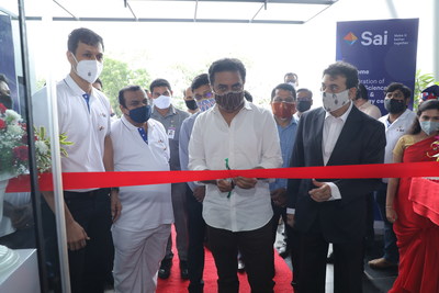 Inauguration of Sai Life Sciences' New Research & Technology Centre. Seen in the picture from left to right ? Krishna Kanumuri, CEO & MD Sai Life Sciences, Sri K T Rama Rao, Hon'ble Minister for IT, Industries, MA & UD and Jayesh Ranjan, Principal Secretary to Government Industries and Commerce