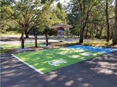 Electric vehicle charging stations at Fort Rodd Hill National Historic Site (British Columbia).

Source: Parks Canada (CNW Group/Parks Canada)