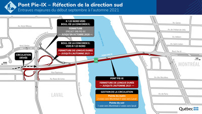 Rfection du pont Pie-IX - Entraves majeures du dbut septembre  l'automne 2021 (Groupe CNW/Ministre des Transports)