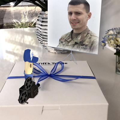 Using Tiff's Treats' CookieVisiontm technology, deployed military service members can send their loved ones a personalized video greeting enhanced with augmented reality to accompany a free delivery of warm cookies.