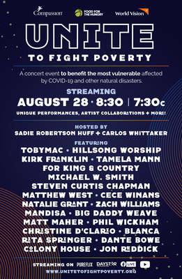 Unite to Fight Poverty, a concert event to benefit the most vulnerable affected by COVID-19, streaming August 28.